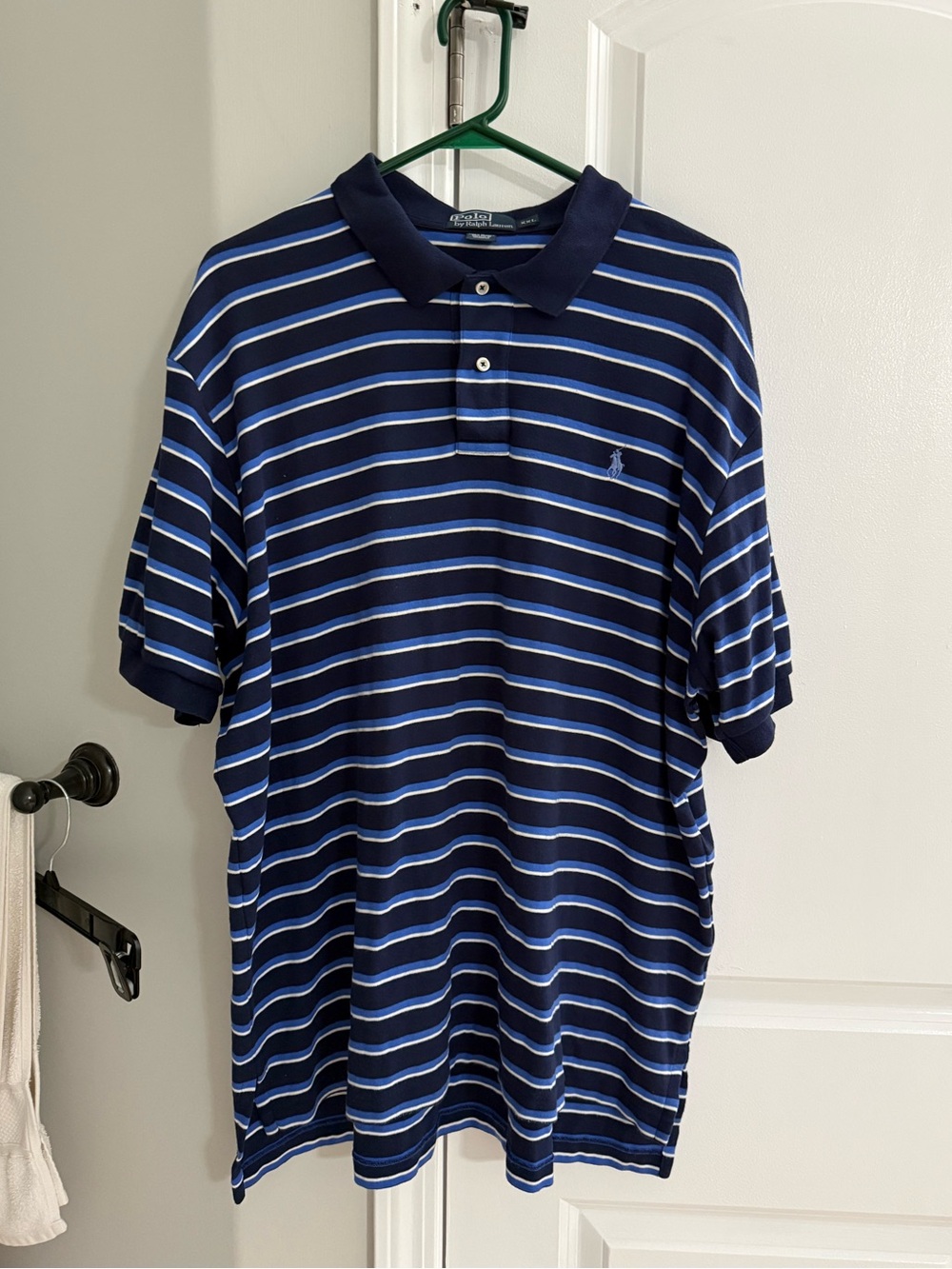 Ralph Lauren Men's Navy Blue Striped Polo Shirt